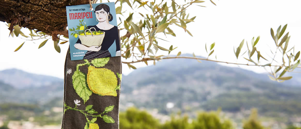 Maripeu Mallorca Baumwollsocken Zitronenmotiv