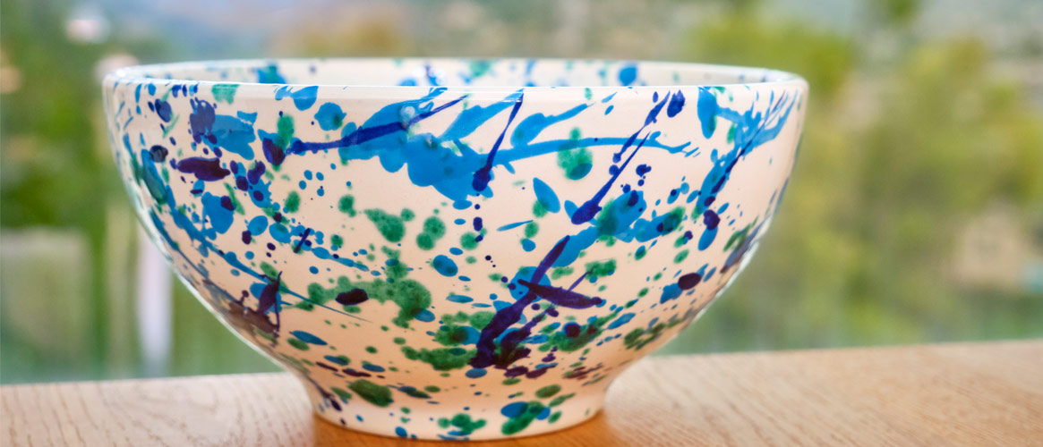 Keramikschüssel bowl blau aus Mallorca 22cm