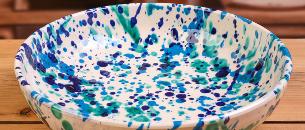 Blue ceramic bowl from Mallorca 27cm