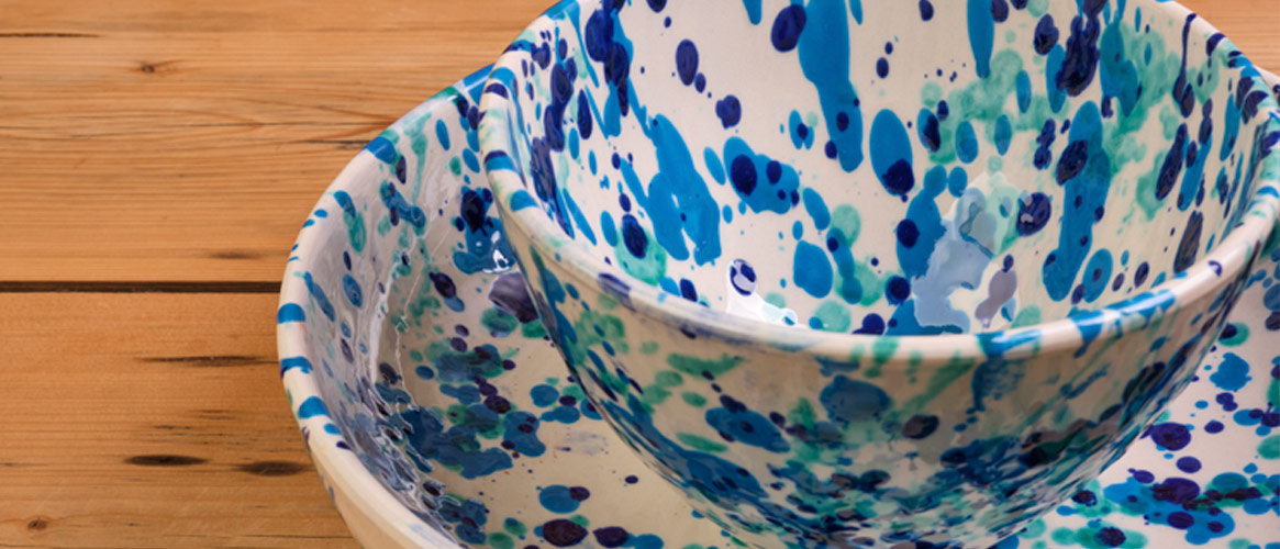 Blue ceramic bowl from Mallorca 17cm