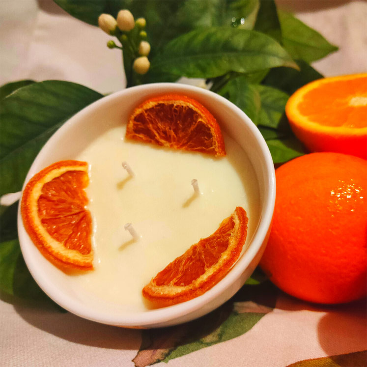 Bougie naturelle orange en cire de soja