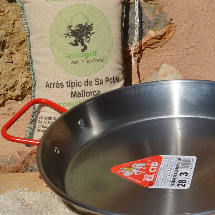 Paella Pfanne mit Reis aus Mallorca