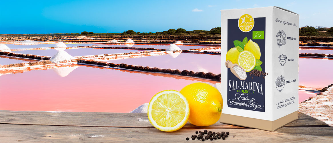 Sel marin écologique de Majorque au citron et poivre noir