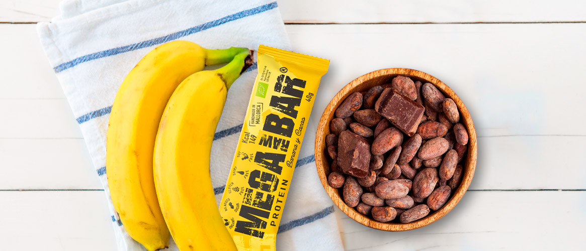 Barrita energética de Mallorca ecológica vegana plátano-cacao
