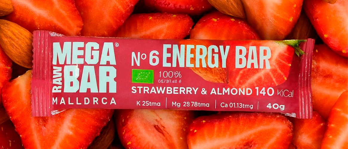 4 x Barritas energéticas ecológicas de fresa y almendra de Mallorca
