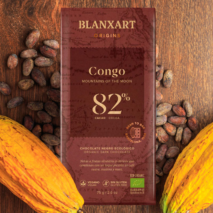 Chocolat Écologique 82 % Noir Congo - Blanxart