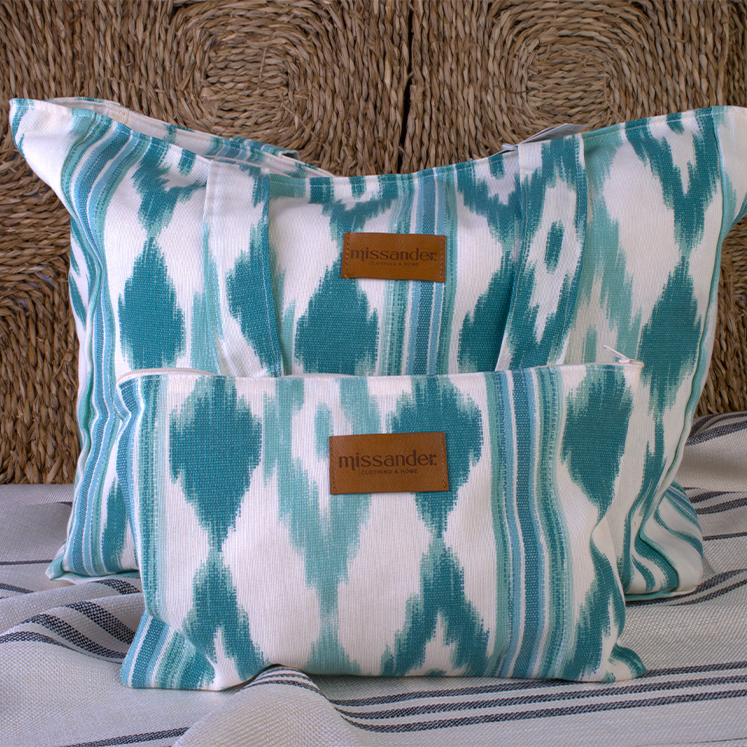 Tasche aus Ikat-Zungenstoff -Türkis