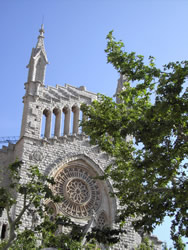 Impressive facade of the church of Sóller