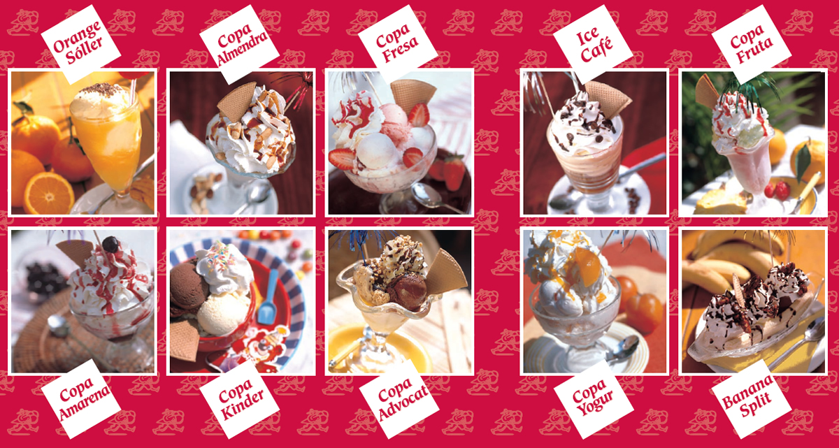 An impression of our delicious sundaes that you can buy in Sóller and Port de Sóller